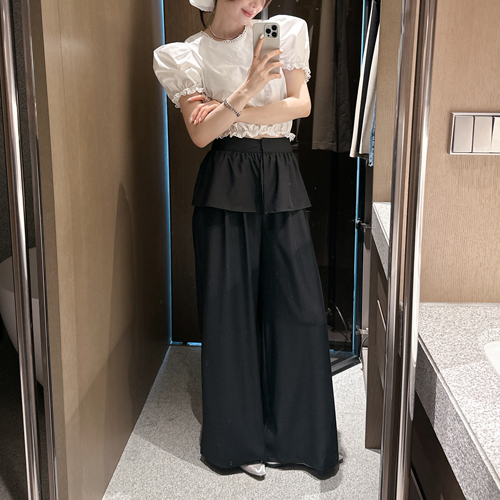 Cori shirring wide slacks