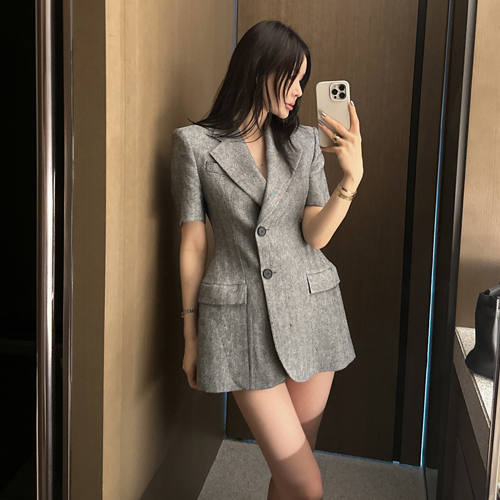 Misty herringbone linen jacket