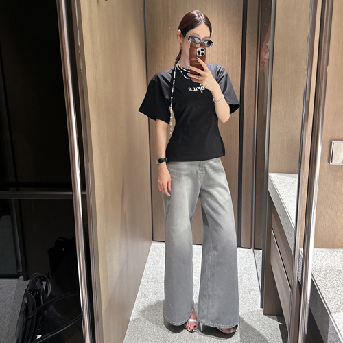 Glass gray wide denim