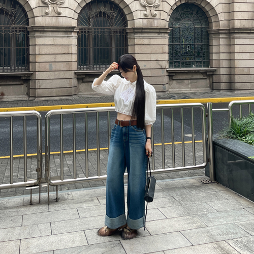 Cabra roll-up wide denim