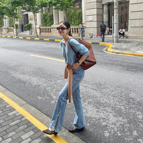 Gaze boots-cut snap pants