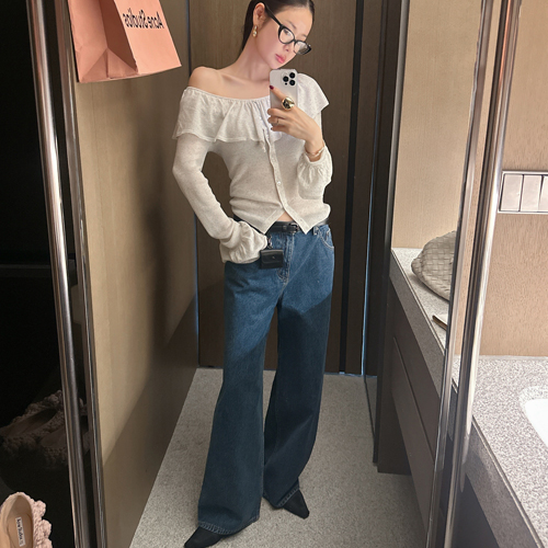 Liquid straight denim pants