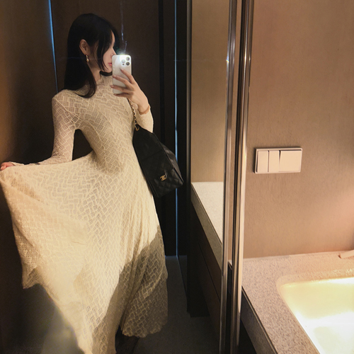 Velour slim long dress