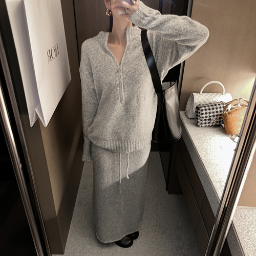 Boucle zip-up wool set