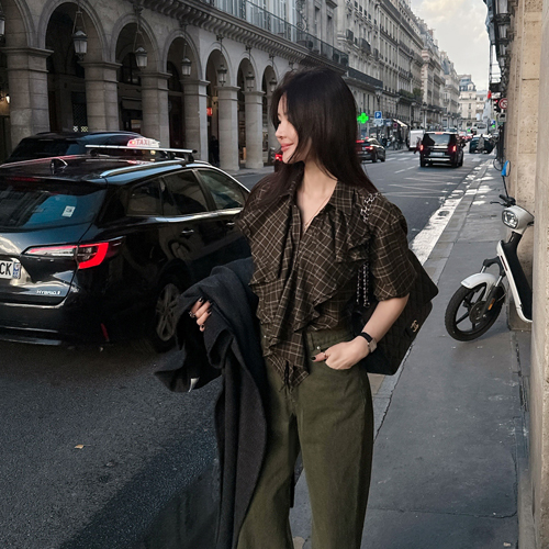 Verre frill over check shirt