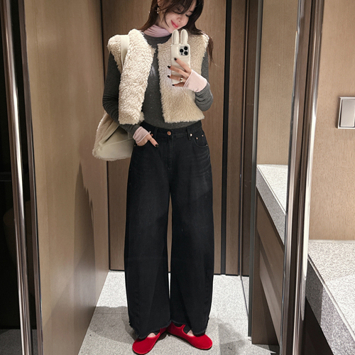 Pumpkin curved wide denim