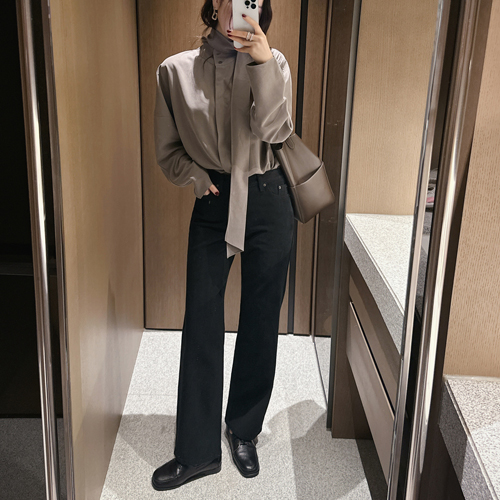 Town black slim cotton pants