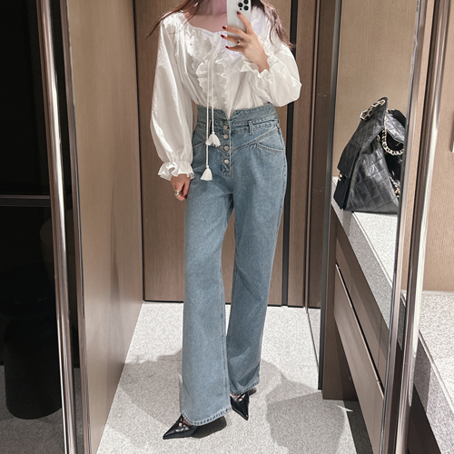 Five corset semi denim pants