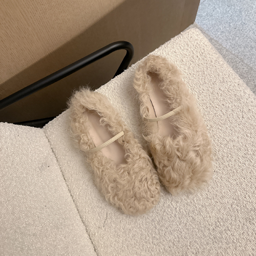 Real fleece flat shoes