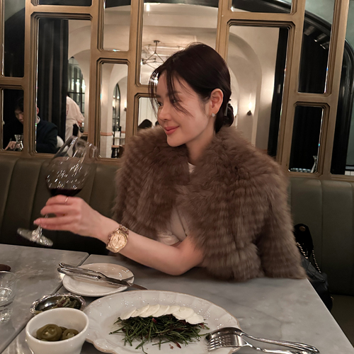 Hairy fox fur shorts coat (Fox100%)