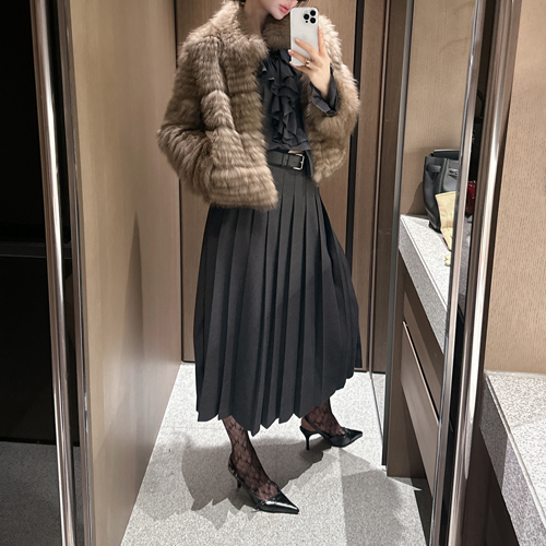 Core pleats maxi skirt