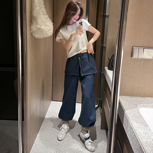 Zipper skirt jogger pants