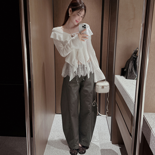 Noise curved cotton pants