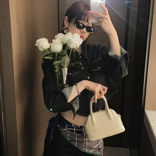 Dante denim crop shirt