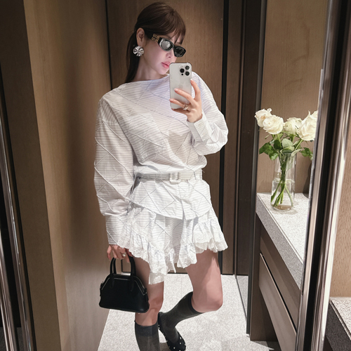 Kinder belt stripe shirt