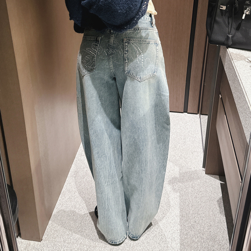 Hip beads balloon denim