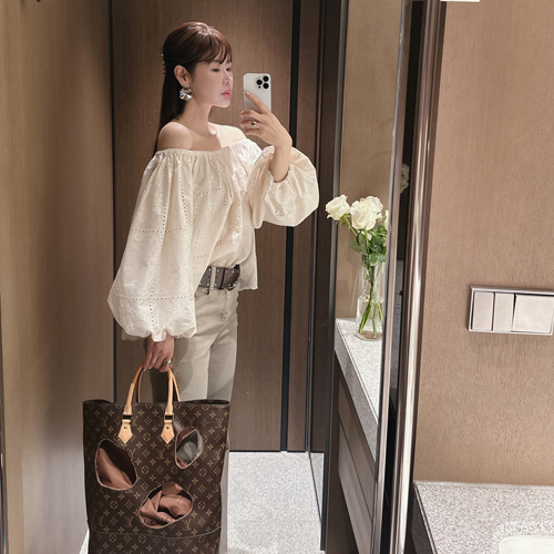 Bruni punching off-shoulder blouse