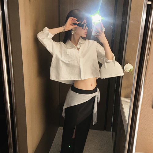 Lento shawl set crop shirt