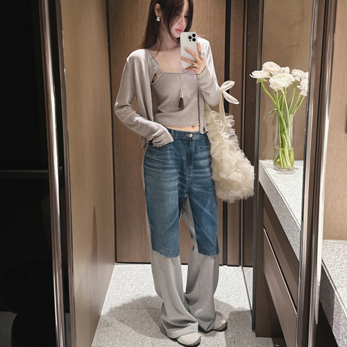 Around cotton denim pants