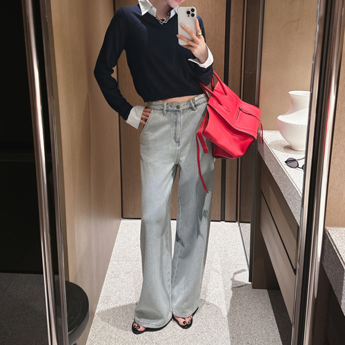 Noir straight denim pants