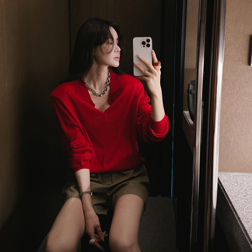 Hams classic pad collar knit