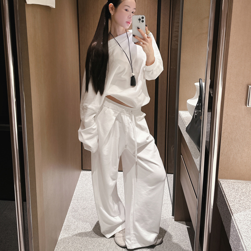 Bagel pin-tuck banding pants