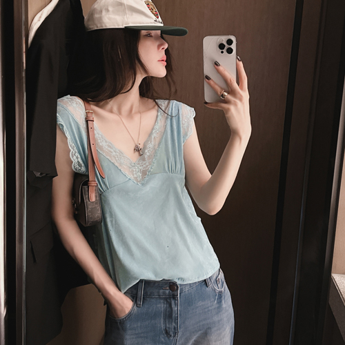 Wine lace long nashi top