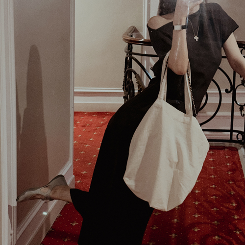 Breed harp off-shoulder dress
