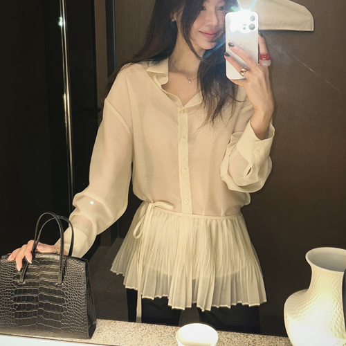 Accordion wrap blouse