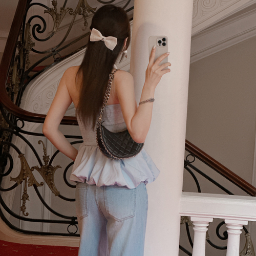 Fabia balloon tube top (light blue)