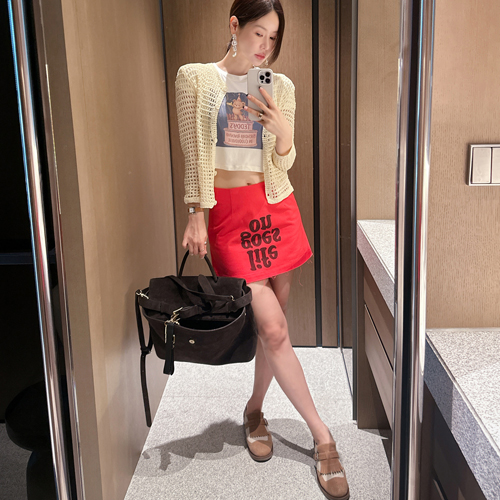 Nature color mini skirt