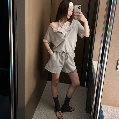 Henly-neck string jumpsuit