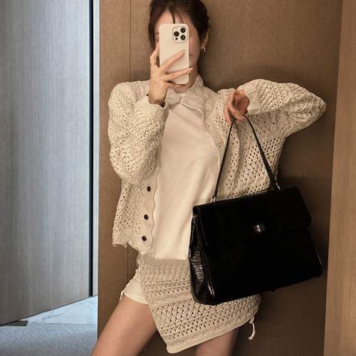 Dan wrap skirt set cardigan