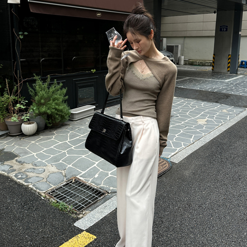 Swan bolero cashmere knit *制作时间需要4周*