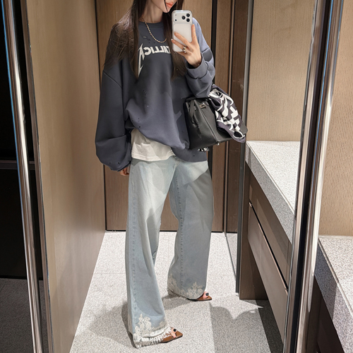 Jana lace denim pants