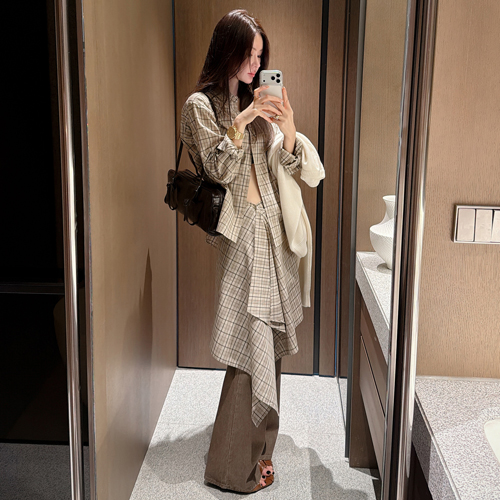 Vinte check wrap set-up shirt