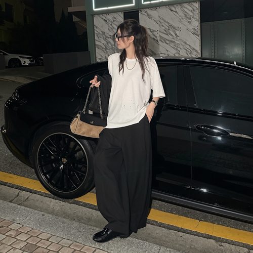 Anita wide pin-tuck pants