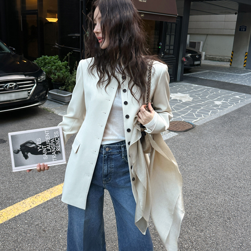 Brody button no-collar jacket
