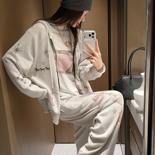 Western waffle hood zip-up